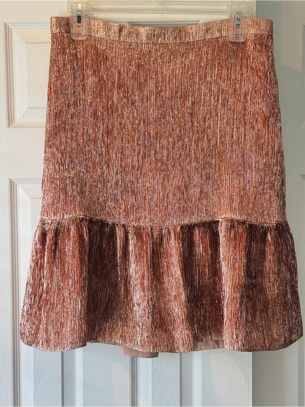 J. Crew Metallic Rose Gold Fluted Skirt NWT sz 16 - Picture 7 of 7